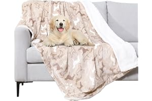METCHIC Waterproof Dog Blanket for Large Dogs, Ultra Soft Sherpa Fleece Puppy Blanket, Pet Throw Blanket Furniture Protector (Taupe, 41"x 65")