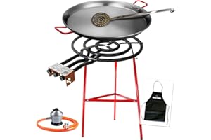GARCIMA - COMGAS - MAIOL - FCDB - KABRA Garcima - Paella 60 cm a Gas + Kit Bricolemar (Supporto Rinforzato + schiumarola + Paella 70 cm + regolatore di butano e Tubo omologato Kabra - Grembiule Gratis)
