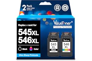 VALUETONER PG-545XL CL-546XL Cartouches Haute capacité compatibles pour Canon 545XL 546XL pour PIXMA iP2850 MG2400 MG2450 MG2455 MG2500 MG2550 MG2900 MG2920 MG2950 MG3050 (Couleur Noire, 2-Paquet :