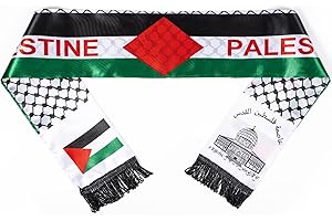 Kunoli Palestine Flag Scarf, Double Side Satin Palestinian Shawl, Arab Muslim Hijab Keffiyeh, Support Palestine Save Gaza Islamic Gift for Men Women Wedding Holiday Ramadan
