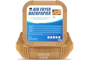 HUDDU 200 Pièces 20cm Papier Cuisson Air Fryer,Carré Paper Sulfurisé pour Friteuse a Air XXL 5-7,5 L, Airfryer Parchemin Accessoires Compatible avec Cosori Cecotec Friteuse Sans Huile