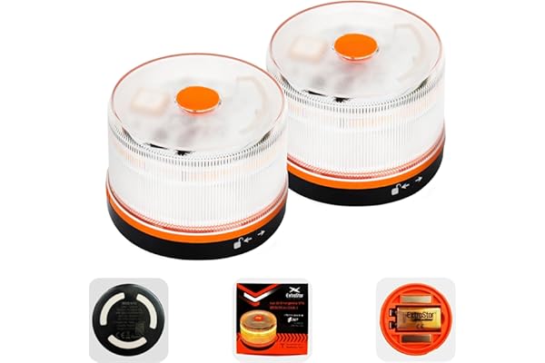 EXTRASTAR Luz Emergencia BalizaV16 Homologada DGT con Geolocalización, Baliza Coche Conectada DGT 3.0, Datos Incluidos hasta 12/2038, Pack 2 Unidades