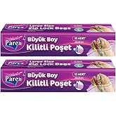Kilitli Buzdolabı Poşet B&uuml;y&uuml;k Boy 12'li 26 x 28 cm İkili Set
