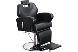 BarberPub Poltrona da Barbiere Regolabile Girevole Reclinabile Idraulica Sedia Parrucchiere Salone di Bellezza Tatuaggio Nero 8907BK
