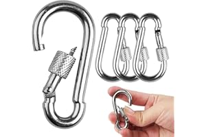 ‎DONQL DONQL 4 STK M6 Klein Karabinerhaken mit 135 Kg Belastbarkeit, Edelstahl Karabiner Schraubkarabiner Edle Schlüsselanhänger, Kleine Schraubverschluss Karabinerhaken für Camping, Schlüssel, Outdoor usw