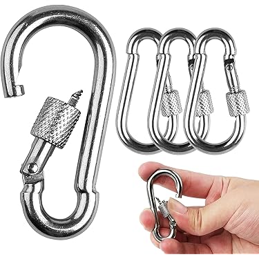 2 stuks karabijnhaken met schroefsluiting, zwart en oranje, sleutelhanger, aluminium schroefkarabijnhaak, D-clip voor hondenriem, harnas, camping, aluminiumlegering, D-type