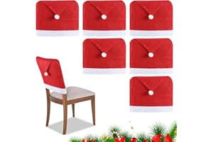 MILIAFLICK Stuhlhussen Weihnachten 6er Set Nikolausmütze Stuhlbezug für Weihnachten Weihnachtsdeko Stuhlbezug Weihnachtsmütze Stuhldeko rot Stuhlabdeckung Husse Stuhl Stuhlüberzug