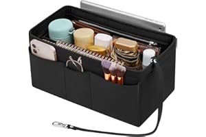 Enbagold Handtaschen Organizer Filz Taschenorganizer für Frauen Handtasche, Tasche Organizer Shopper mit Mehreren Taschen, Innentasche für Handtaschen,Schwarz,M