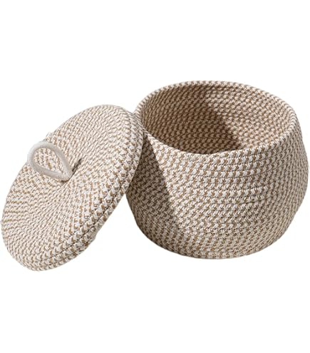 2 Cestini Rotondi Con Coperchio In Corda Di Cotone Boho: Arcobaleno Decorativo, Perfetti Per Snack E Giocattoli In Cameretta!