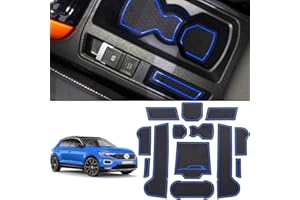 Coleya Tapis Anti-dérapants Compatible avec VW T-ROC 2017-2023, Tapis en Caoutchouc pour Accoudoir, Console Centrale, Porte-Gobelet, Rainure de Porte, T ROC Accessoire Tapis Antidérapante (Bleu)