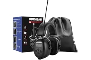 PROHEAR 033 Cascos Antiruido Bluetooth con radio, recargables reducción de ruido, auriculares de protección auditiva FM/AM con manos libres, ideal para trabajar en el jardín, cortar el césped