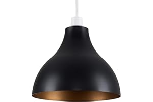 MiniSun | Retro Style Black and Gold Metal Ceiling Light Shade | Pendant Lights, Home Décor & Improvement Essential