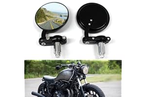 JMTBNO Retroviseur Moto Rond, 7/8" 22mm Rétroviseurs Moto Embouts de Guidon Noir Latéraux Miroirs Universel pour Vélo Moto Croiseur Scooter Café Racer Scrambler Cruiser Enduro