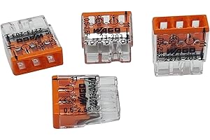 Wago 2273-203 Lot de 50 bornes de raccordement COMPACT Ø 0,5-2,5 mm² 3 broches Transparent/orange