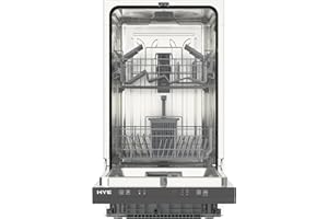 HYE Built-In Dishwasher, Integrated Slimline 9 Place Settings, 4 Wash Programs (ECO/Daily/Quick/Intensive), 49dB Quiet, Energy & Water Efficient, Compact Stainless Steel Dishwasher - DW01B09PS19