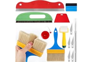 QSRTHFV JIANSITRADERSLTD Wallpaper Smoothing Tool Kit DIY Craft Wallpaper Paste Kit Professional Wallpaper Hand Tools Kit with Brush Seam Roller Tape Measure Scraper Cutter for Contact Paper Vinyl Application
