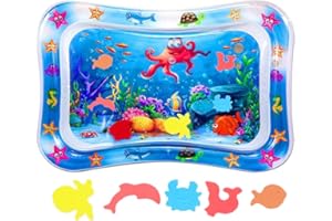 BabaBub Tummy Time Mat Inflatable Water Mat Baby Playmat Sensory Toy Development Stimulation Growth Activity Play Centre for Infants & Toddlers 3 to 24 Months Portable Strengthens Neck Girls Boys