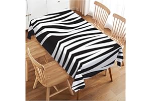 Walmsco Tablecloth Black White Zebra Pattern Decor For Dining Room Kitchen Rectangular Table Cover 132 * 178cm