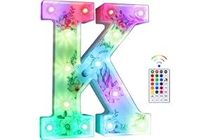 Beality Lettres Lumineuses, Licorne LED 18 Couleurs Changeantes 26 Lettres Lumineuse, Licorne Lumineuses pour Femme Filles Cadeau Anniversaire Noël Chambre à Coucher Fête Décoration (K)