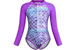 Jolikley Girls Swimming Costume One Piece Swimsuit Unicorn Swimwear Mermaid Swimming Costume Girls Rash Guard Kids Holiday Beachwear Swimmable Summer Bathing Suit Kids Wetsuit