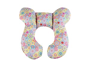 YLYDMY Baby-Reisekissen, Kopf- und Nackenstützkissen für Kindersitz, Neugeborene Kinderwagen Autositz-Einsatzkissen, für 0-1 Jahre altes Baby,Verhindert das Abkippen des Kopfes im Schlaf (Blume)