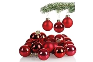 ‎COM-FOUR COM-FOUR® 20x Mini-Christbaumkugeln aus Glas - kleine Weihnachtskugeln für die Weihnachtsdekoration - Baumschmuck für den Weihnachtsbaum - Ø 3 cm