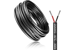 LIGHTINGWILL 10 Meter 20AWG 2x0,5mm² Elektrischer Draht, 2 Adrig Kabel 5V/12V/24V Stromkabel Verzinntes Kupferkabel，Flexibel und Weich Niedrige Impedanz Hohe Temperaturbeständigkeit Verlängerungskabel