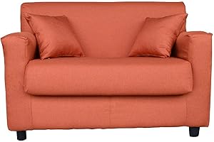 LIBEROSHOPPING.EU - LA TUA CASA IN UN CLIK Divano sfoderabile 2 posti in tessuto imbottito con braccioli larghezza 124 cm (Arancio)