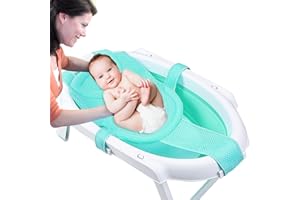 IDUDU Babybadenetzt, Badewannensitz Baby Badewanne Pad, Badewanneneinsatz Baby mit Mesh Verstellbar, Babywannenmatte mit Sicherheitsgurt, Babywannenkissen Babybadenetz für Neugeborene Kleinkind