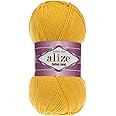 55% Cotton 45% Acrylic Alize Cotton Gold Yarn 1 Skein/Ball 100 gr 360 yds (216-Dark Yellow)