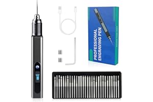 CYKELITH Penna per incisione con 30 punte, penna da incisione ricaricabile via USB mini macchine da intaglio professionali strumento rotante portatile fai-da-te per gioielli, legno, vetro, metallo, plastica