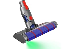 Italdos Brosse Rotative Motorisée Électrique Turbo compatible pour Dyson V7 V8 V10 V 11 V15 Dégagement Rapide avec Rouleau Souple pour Sol dur, Parquet Brosse avec Lumière Laser