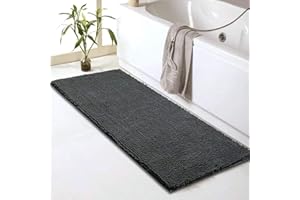SHEEPPING Tapis Absorbant de Douche Antidérapant en Peluche Chenille, Lavable en Machine pour Salle de Bain, Baignoire,Toilette,Sortie,Cuisine,150 X 50 cm,Gris