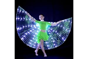 ALONGEN Alas LED Isis, alas de danza del vientre, alas de mariposa LED coloridas con varillas telescópicas, luz brillante, ropa de actuación para carnaval, escenario, Halloween, fiesta de Navidad (niños, luz