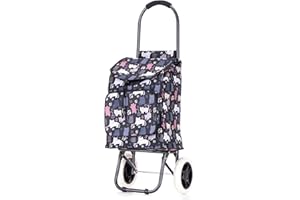 ATX LUGGAGE EST. 1991 40L Lightweight Shopping Trolley, Hard Wearing & Foldaway Trendy Folding/Collapsible Push/Pull Carts for Easy Storage with 2 Wheels (40L, Cats)