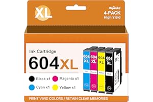Sqwekd 604XL Cartucce d'inchiostro Compatibili per Epson 604 XL Multipack per Expression Home XP-2200 XP-2205 XP-3200 XP-4200 Workforce WF-2910DWF WF-2930DWF WF-2935DWF WF-2950DWF (4 Pack)