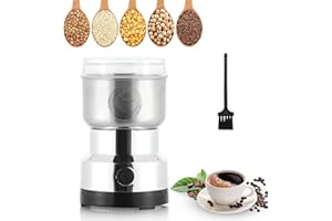 Moongiantgo Macinacaffe Elettrico 200W 14500rpm, Mulino Portatile per Cereali 300ml, Smash Multifunzione Ultrafine, Acciaio Inossidabile, Ideale per Materiali Secchi, Spezie, Erbe, Caffè (Argento)