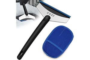 COZII Gratte-Glace Voiture Qualité ABS Pelle à Neige sans Trace Portable avec Lave-Voiture en Laine,poignée Ergonomique, Efficace pour enlever, raclette en Acier Inoxydable pour vitres de Voiture