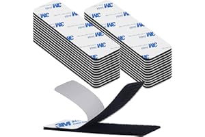 Rusoz Scratch Autocollant Double Face, Bande Agrippantes Adhésives Extra Fort 20 pièces Rectangle Adhésif Double Face Noir Puissant Réutilisable 3 x 10cm