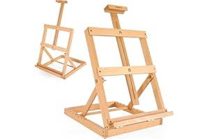 VISWIN Cavalletto da Tavolo in Legno Resistente con Telaio ad H, Supporto per Tele Fino a 58 cm, Cavalletto da Tavolo Regolabile per Artisti in Legno di Faggio per Dipingere su Tela, Adulti