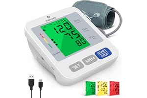 P PANACARE PANACARE Automatic Upper Arm Blood Pressure Monitors,3-Color Large Display with Backlight,BP Machine Measuring Device for Upper Arm Circumferences of 22-42 cm,Automatic Blood Pressure Machine,2 Users