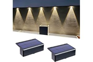 kpslucerna 2 luci solari a LED per esterni, IP65, lampada solare da giardino, luce per scale, impermeabile, per balcone, recinzione, casa e recinzione, luce bianca calda