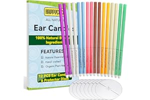 Happycoco All Natural Ear Candles Beeswax Candling Cones - 16 Pcs (8 Colours), 100% Non-Toxic Cylinders Fragrance Hollow Cone Candles with 8 Protective Disks (Upgraded)