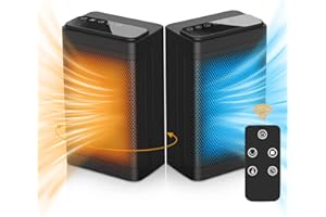 TECHEXTRA Stufetta Elettrica Basso Consumo, 1500W Riscaldamento Elettrico a Bagno Basso Consumo, Termoventilatore e Temperatura Regolabile, Timer, 70° Ruotare, Stufa Elettrica Basso Consumo per Bagno Soggiorno