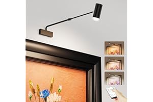 LABOREDUCER Wireless Picture Lights with Retractable Adjustment, Dimmable Rechargeable Art Light with Remote Control,Battery Operated Picture Light for Paintings Gallery Frame Reading Dartboard
