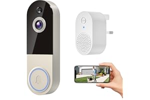 LinkSear Wireless 1080p Video Doorbell with Doorbell Receiver, Smart AI Human Detection, Live View, Night Vision, 2-Way Audio, 2.4G WiFi, Cloud Storage (Sold Separately), Indoor/Outdoor Surveillance