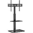 FITUEYES TV Ständer TV Bodenständer Standfuß Fernsehstand mit Regal höhenverstellbar schwenkbar für 32 bis 60 Zoll Flach & Cu