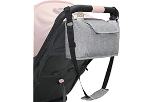 SUQ Bolsa Organizadora de Cochecitos para Mamá, Se puede colgar de espaldas, Bolsos Carritos Bebe, Multifuncional de Gran Capacidad para Almacenar, Bolsa Organizadora para Cochecitos Universal (Gris)