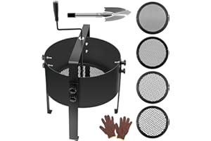 LIROPAU Rotary Garden Soil Sifter Compost Sieve, Garden Riddle Sieve, Garden Sieve for Soil and Stones, Soil Sieve with 4 Interchangeable Mesh Inserts (3/6/9/12 mm) for Gravel Compost Sand Grit Seed