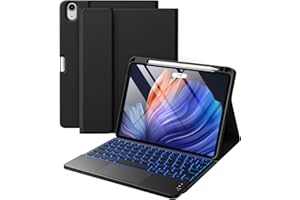 ‎VOBAFE Vobafe Hülle mit Tastatur für iPad Air 11 Zoll (2025 M3/2024 M2), iPad Air 5 4 2022/2020 10,9 Zoll, Mutil-Touch Trackpad 7 Farben Beleuchtete Abnehmbare Keyboard Schutzhülle mit Stifthalter, Schwarz